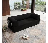 Sofá cama tipo futón convertible con respaldo y reposabrazos extraíbles, no requiere montaje para espacios versátiles
