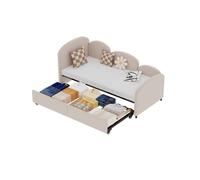 Sofá cama twin size - con cajones de almacenaje, tapizado de terciopelo - rosa