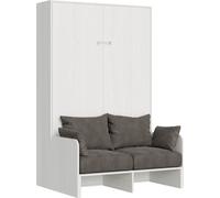 Sofá cama vertical abatible Kentaro, 140 cm, fresno blanco (modelo ALESSIA 20). Cama abatible
