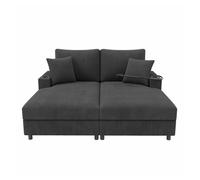 Sofá cama xxl - función de cama, superficie acolchonada, soporte para móvil, usb y portavasos - gris