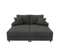 Sofá cama xxl - función de cama, superficie acolchonada, soporte para móvil, usb y portavasos - gris