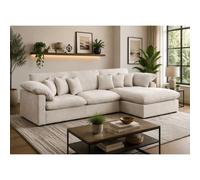 Sofa Chaise Longue Abbi 300cm, Beige, Chaise Izquierdo Beige 3,6,7