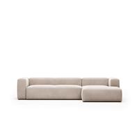 Sofá chaise longue Blok de 4 plazas, lado derecho, color beige, 330 cm.