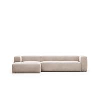 Sofá chaise longue Blok de 4 plazas, lado izquierdo, color beige, 330 cm.