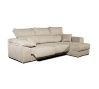 Sofá Chaise Longue Corsa Moderno y Contemporáneo | Confort Máximo con Asientos Deslizantes y Respaldos Reclinables | Tela Antimanchas Aqualine, Arcón de Almacenaje, Hecho en España - Beige Derecha