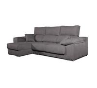 Sofá Chaise Longue Corsa Moderno y Contemporáneo | Confort Máximo con Asientos Deslizantes y Respaldos Reclinables | Tela Antimanchas Aqualine, Arcón de Almacenaje, Hecho en España - Gris Izquierda