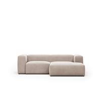 Sofá chaise longue de 2 plazas Blok, color beige, 240 cm.