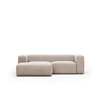 Sofá chaise longue de 2 plazas Blok, lado izquierdo, color beige, 240 cm.