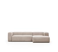 Sofá chaise longue de 3 plazas Blok, color beige, 300 cm.