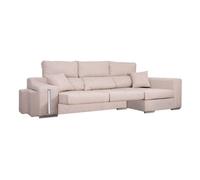 Miroytengo Sofá Chaise Longue Oscar – 3 plazas, arcón, 2 pufs, asientos extensibles, beige derecha
