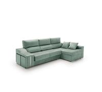Sofa chaise longue reclinable y deslizante con puffs serena agua marina derecha