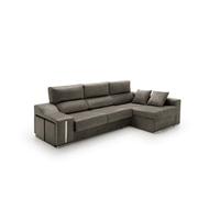 Sofa chaise longue reclinable y deslizante con puffs serena gris oscuro derecha