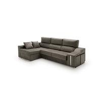 Sofa chaise longue reclinable y deslizante con puffs serena gris oscuro izquierda