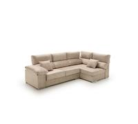 Sofá Chaise Longue Rinconero Reclinable y Deslizante Cosima - Velare Confort, Tapizado Anti Manchas, 4 Colores Disponibles Beige