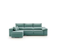 Sofá chaiselongue corsa tela antimanchas turquesa izquierda