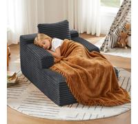 Sofá Chaiselongue de Pana, Sillón Relax para Salón, Gris Oscuro, 1 Plaza