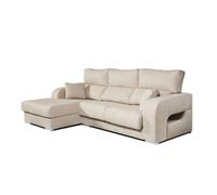Sofá Chaiselongue Diamante De Tela Antimanchas Derecha Color Beige 3 Plazas 284x160x102cm