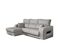 Sofá Chaiselongue Diamante De Tela Antimanchas Derecha Color Gris 3 Plazas 284x160x102cm