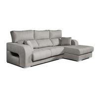 Sofá chaiselongue diamante de tela antimanchas derecha color gris 3 plazas 284x160x102cm