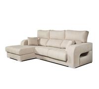 Sofá chaiselongue diamante de tela antimanchas izquierda color beige 3 plazas 284x160x102cm