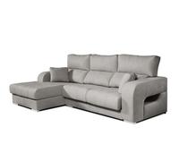Sofá chaiselongue diamante de tela antimanchas izquierda color gris 3 plazas 284x160x102cm