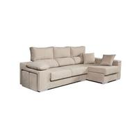 Sofá Chaiselongue Rubí De Tela Antimanchas Izquierda Color Beige 3 Plazas 265x145x102 Cm