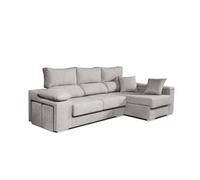 Sofá Chaiselongue Rubí De Tela Antimanchas Izquierda Color Gris 3 Plazas 265x145x102 Cm
