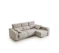 Sofá Chaiselongue Zafiro 3 Plazas Tela Antimanchas Derecha Color Beige. Matris Beige - left 225x140x110