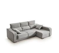Sofá Chaiselongue Zafiro 3 Plazas Tela Antimanchas Derecha Color Gris