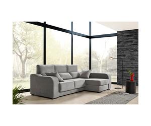 Sofá Chaiselongue Zafiro 3 Plazas Tela Antimanchas Derecha Color Gris