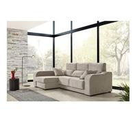 Sofá Chaiselongue Zafiro 3 Plazas Tela Antimanchas Izquierda Color Beige