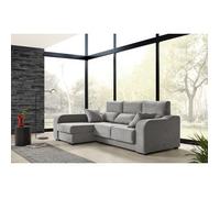 Sofá Chaiselongue Zafiro 3 Plazas Tela Antimanchas Izquierda Color Gris