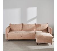 Sofá cheslong cama de 3/4 plazas aterciopelado topo con colchón de 17 cm