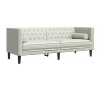 Sofá Chesterfield 3 Plazas Con Cojines Terciopelo Blanco Crema Vidaxl