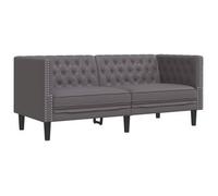 Sofá Chesterfield De 2 Plazas Cuero Artificial Gris Vidaxl