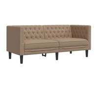 vidaXL Sofá Chesterfield de 2 plazas cuero artificial marrón capuchino