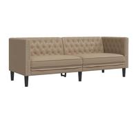 Sofá Chesterfield De 3 Plazas Cuero Artificial Marrón Capuchino Vidaxl