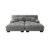 Sofá cloud 2 plazas - chenille con 2 lendenkissen y 2 dekokissen, con 2 ottomans - gris