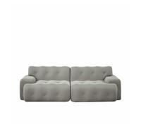 Sofá cloud 2 plazas - diseño moderno curvo con brazos anchos y tapizado con botones, sin montaje - gris