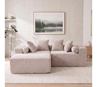 Sofá Cloud en forma de L, 266 cm, chaise beige, chenilla, sin montaje | 3 módulos, desplegado 24-48h, forma de L y cama de invitados, para salón, dormitorio y apartamentos pequeños, flexible
