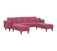 Sofá con cojín 3 pcs Rojo vino Terciopelo