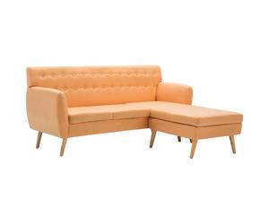 Sofá con forma de L tapizado tela naranja 171,5x138x81,5 cm