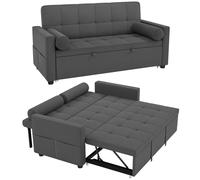 Sofá convertible de 2 plazas HOMCOM 3 en 1 cama doble ajustable tela de...