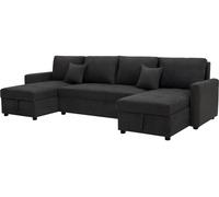 Sofá convertible panorámico de 5 plazas "antoine" con compartimentos de almacenaje - gris oscuro