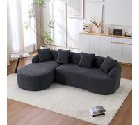 Sofá curvo en forma de L con chaise longue izquierdo, chenilla, gris oscuro