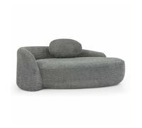 Sofá de 1 plaza de felpa teddy - diseño minimalista de líneas redondeadas, acolchado suave con cojines, uso versátil para salón, dormitorio y estudio - gris oscuro