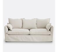 Sofá de 2, 3, 4 o 5 plazas, desenfundable, de poliéster, ODNA. Talla 4 plazas. Color Crudo