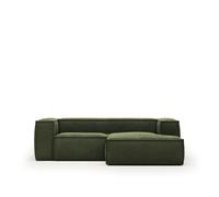 Sofá de 2 plazas Blok con chaise longue a la derecha en pana gruesa.