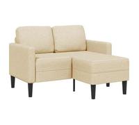 Sofá De 2 Plazas Con Chaise Longue En Forma L Tela Crema 125 Cm Vidaxl