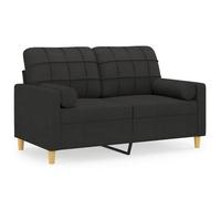 Sofá De 2 Plazas Con Cojines Tela Negro 120 Cm Vidaxl